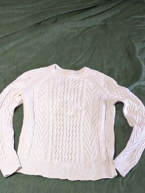 Gap Women's Large Tall Cream Cableknit Sweater